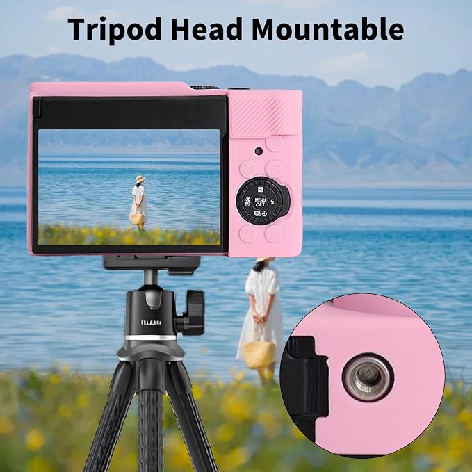 MUZIRI KINOKOO Silicone Case Compatible for Panasonic Lumix DC-ZS99 Digital Camera - Soft Rubber DC-ZS99 Protective Cover with Removable Lens Cover - Anti-Slip & Anti-Scratch-Pink - Image 6