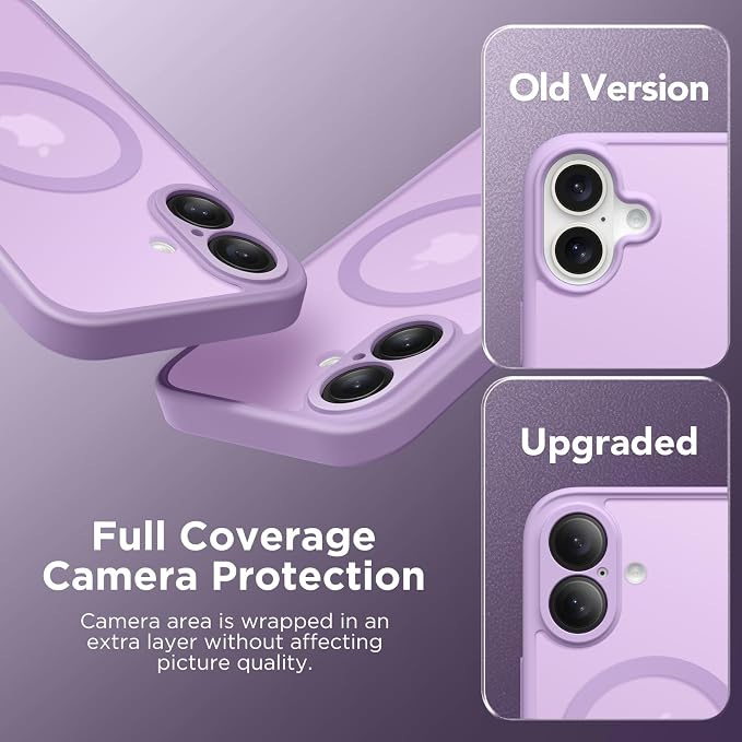 CAPRARO for iPhone 16 Case, Compatible with MagSafe | Upgraded [Full Camera Protection] Protective Translucent Matte Women Girl Magnetic Phone Case Cover, Elegant Purple - Image 6