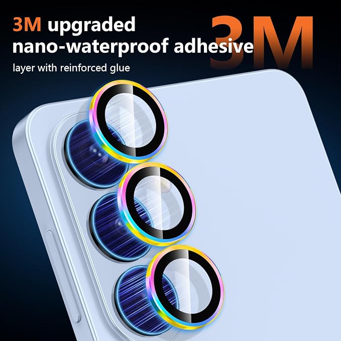 for Samsung Galaxy S26 Camera Lens Protector, Individual Metal Ring Tempered Glass Lens Cover, [Strong Adsorption] Scratch Resistant Ultra-Thin HD Clear Lens Cover, 1 Set-Colorful Ring - Image 4