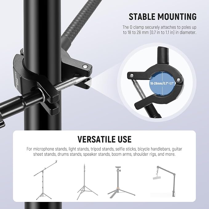NEEWER BASICS Mic Stand Phone Holder with Flexible Arm, 360° Ball Head Boom Arm Microphone Floor Music Stand Cell Phone Mount Compatible with iPhone Android Samsung Video Recording, MS009 - Image 4