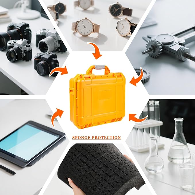 Relaxweex 1 Pcs Waterproof Hard Case with DIY Customizable Foam Insert Portable Protective Case with Knife for Camera Drones Equipments Tools Test Instruments(Orange,8.5 x 6.5 x 3.7 Inch) - Image 7