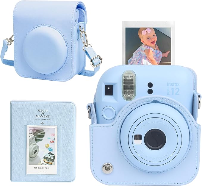 CAIYOULE Camera Case for Fujifilm Instax Mini 12 Instant Film Camera | Protective Camera Case, Camera Crossbody Bag for Fuji Mini 12 with Photo Album, Adjustable Shoulder Strap, Pastel Blue by CAIYOULE
