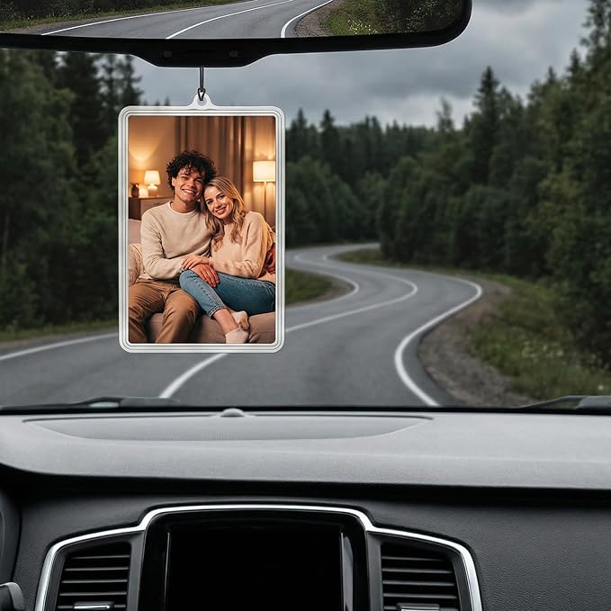 4 Pcs Picture Holder for Car Car Picture Holder with Chain Hanging Photo Holders Pictures Frame Rear View Mirror Accessories Photo Display Holders with Lanyard - Image 5
