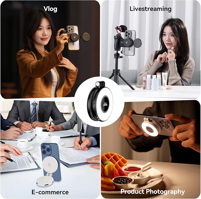 ULANZI LM19 Fill Light, Magnetic Phone LED Selfie Fill Light | Compatible with iPhone 17 16 15 14 13 12, 2500K-8500K Dimmable, Pocket Vlog for Video Call, Live Streaming, Makeup, Selfie - Image 3