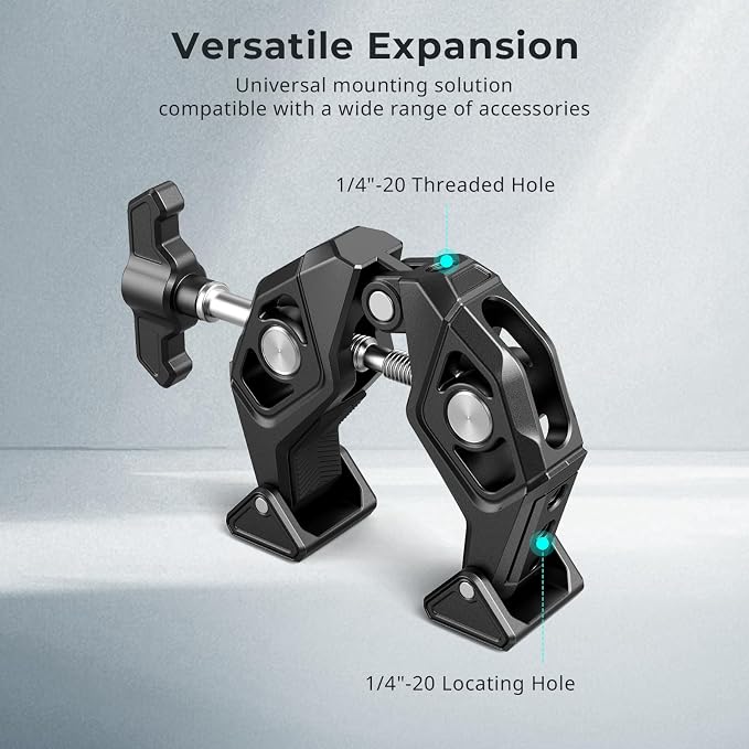 SMALLRIG Crab-Shaped Super Clamp with Swivel Tip & 1/4"-20 Expansion Holes, Max Clamping 50mm (2") for Camera Mounts, Tripod Accessories, Round Tube/Flat Surface, 5319 - Image 4