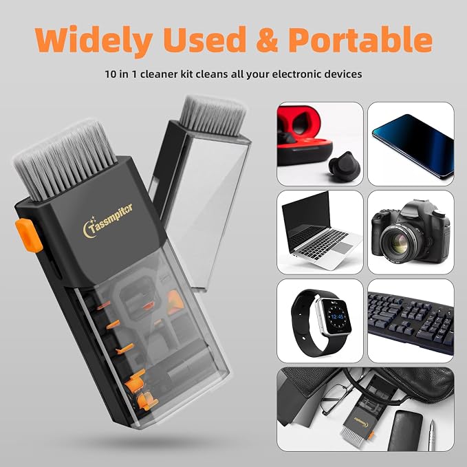 Keyboard Cleaning Kit, All-in-One Laptop & Computer Screen Cleaner, Black | Multi-function Electronic Cleaner, Soft Bristle Brush, Computer Screen-safe Spray, Compact, for MacBook, iPad, iPhone, earbud - Image 8