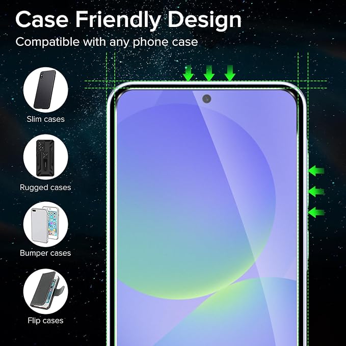 ivoler Screen Protector for Samsung Galaxy A37 5G Tempered Glass 2-Pack | with [Easy Installation Frame], Anti-Scratch Case Friendly Clear HD Film for Samsung Galaxy A37/A36 6.7 inch - Image 5