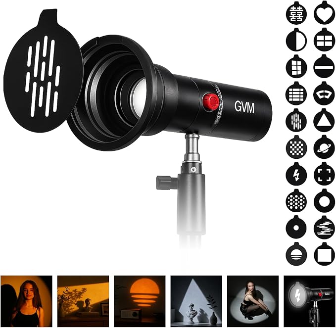 GVM PZ10C RGB Photography Flashlight, 12W Portable LED Video Spotlight, 4 Colors & 20 GOBO Effects, CRI95+, 7500mAh Battery, Handheld Camera Light for Photography, Filming & Studio, USB - Image 5