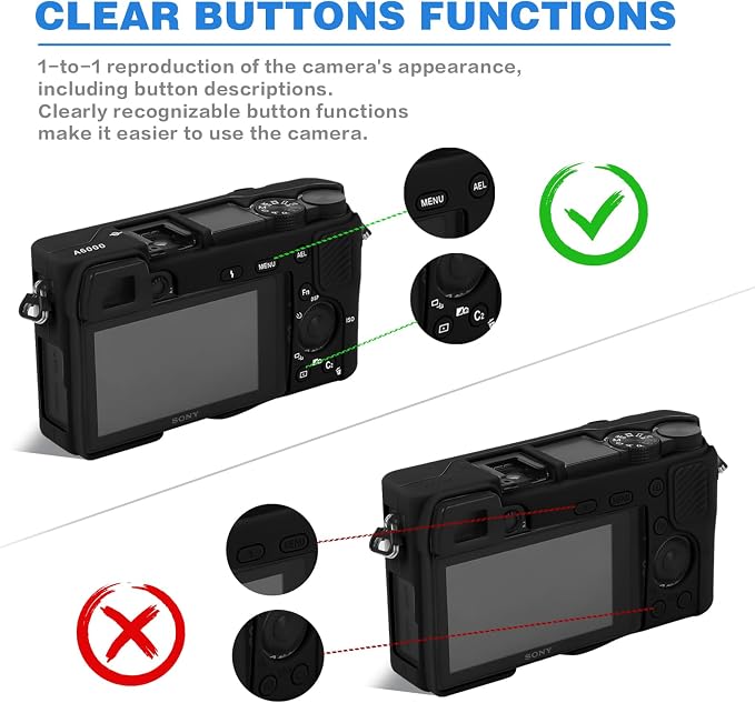 Easy Hood Case for Sony Alpha A6000 ILCE-6000 Digital Camera-Black | Buttons Marker,Soft Silicone,Anti-Scratch,Dustproof,Shockproof,Slim Fit,Lightweight,Enhanced Grip,Easy to Install&Clean - Image 2