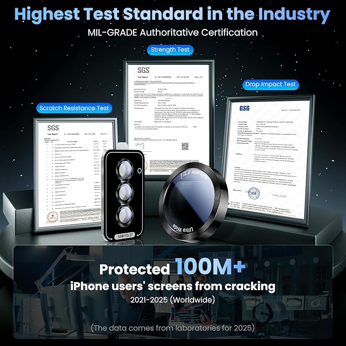 Uyiton for Samsung Galaxy Z Fold 8 Ultra/Z Fold 7 Camera Lens Protector | Military-Grade Sapphire Glass Rear Camera Screen Cover - [Strong Adsorption] Ultra HD Clear Lens Protector, Black (8 inch) - Image 6