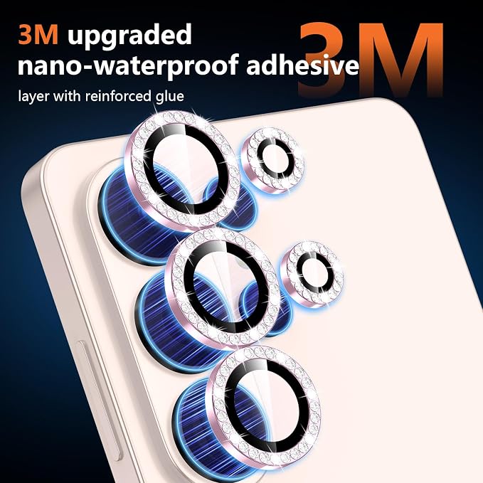 for Samsung Galaxy S26 Ultra Camera Lens Protector, Individual Metal Ring Tempered Glass Lens Cover, [Strong Adsorption] Scratch Resistant Ultra-Thin HD Clear Lens Cover, 1 Set-Pink Diamond - Image 4