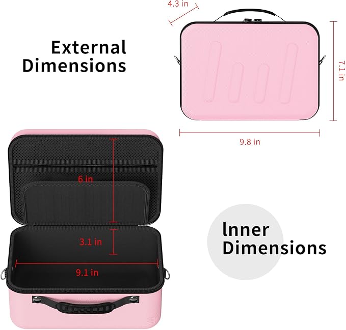 Hard Shell Camera Case Compatible with Canon EOS Rebel T7/R50/R100 and More DSLR & Mirrorless Cameras – Portable Travel Bag with Adjustable Dividers, Mesh Pocket & Shoulder Strap (Pink) - Image 5