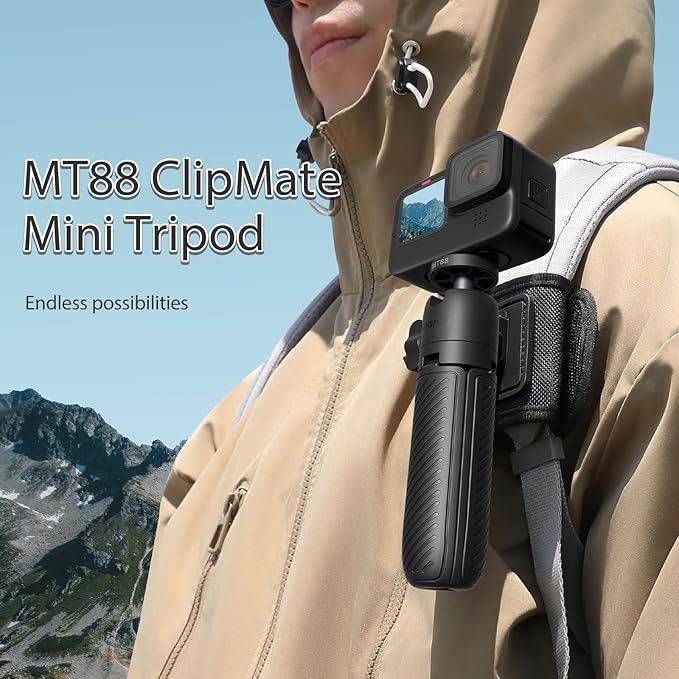 ULANZI MT88 ClipMate Tripod Mini Extension Rod for Pocket 3/Xtra Muse/Insta360 X5 X4/Action Cameras, 3-in-1 Selfie Stick w Backpack Mount Shoulder Strap, Adjustable Tabletop Tripod Handle Grip - Image 6