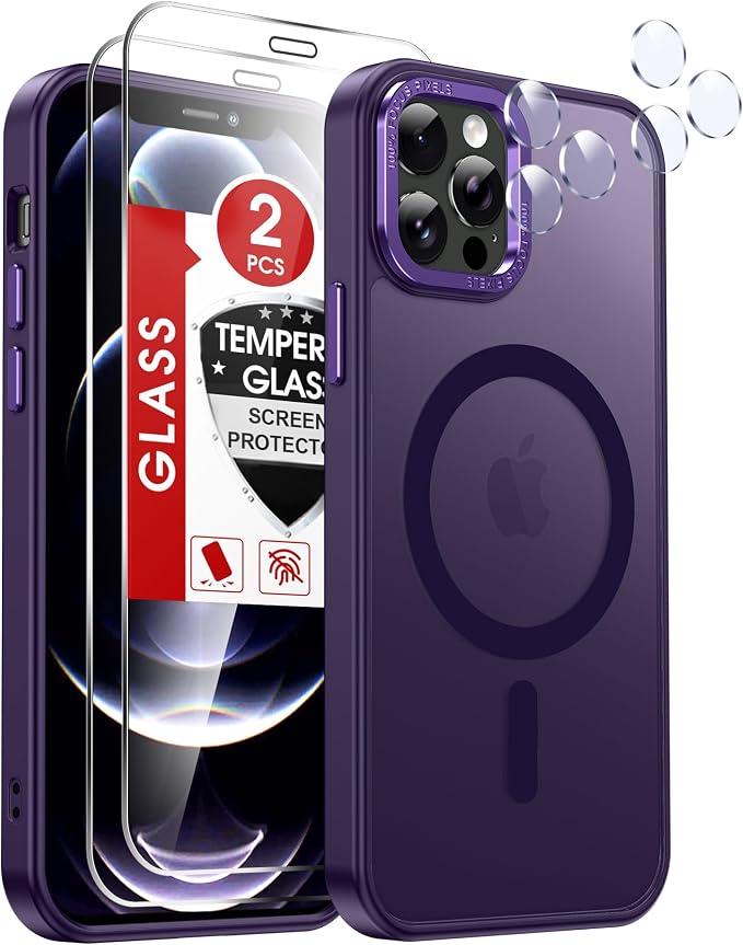LeYi for iPhone-12-Pro-Max Case Purple:[ Screen Protector X2+ Camera Cover X2] Compatible with Magsafe i Phone 12Pro Promax Fundas para iohone 12 Pro Max Magnetic Protective Rugged Women Man, Purple by LeYi