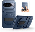 SURITCH for Google Pixel 10/10 Pro Case with 360° Rotatable Hand Strap Phone Grip Holder & Invisible Kickstand & Slide Camera Cover, Protective Cover for Pixel 10/10 Pro -Dark Blue by SURITCH