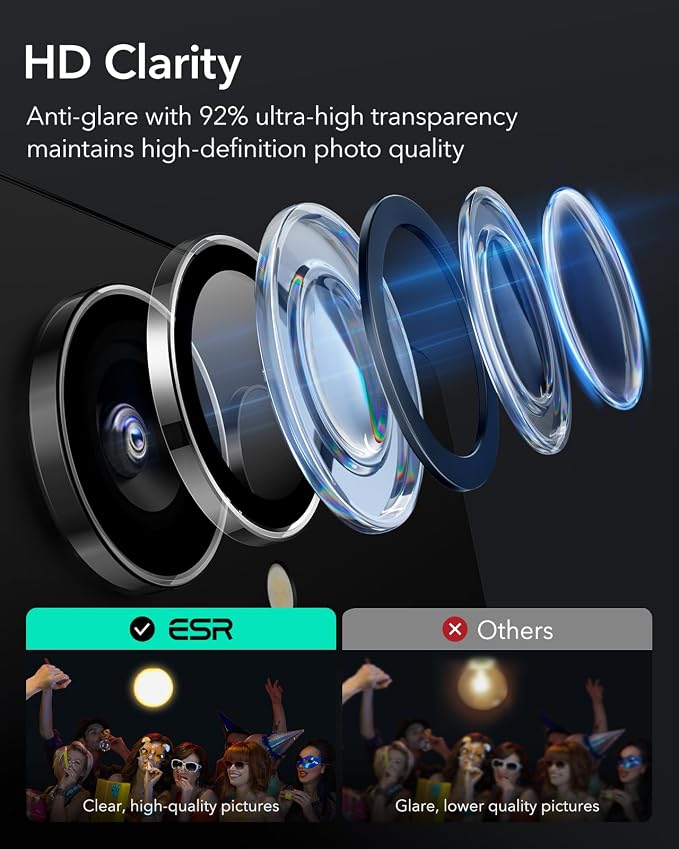 ESR for Samsung Galaxy S25 Ultra Camera Lens Protector, 1 Pack, Clear | Individual Camera Cover, 9H Tempered Glass, Original Camera Clarity, Scratch-Resistant, Case Friendly - Image 5
