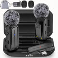 Wireless Mini Lavalier Microphone for iPhone, Android w/ Charging Case | Microphone for Content Creators, 65ft Clip on Dual Mics for TikTok, YouTube, Noise Reduction,Clear Voice, 6H Working Time by Bulatry2-personsoundpickup