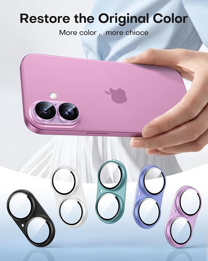 TAURI 2 Pack for iPhone 16/iPhone 16 Plus Camera Lens Protector, Pink | Full Coverage Military-Grade Shatterproof, Upgrade AR Anti-Reflection Ultra Clear Transmission & Case Friendly - Image 7