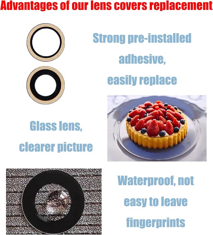 2 Pcs/Set 12/12 Mini Rear Camera Lens Replacement for iPhone 12 / iPhone 12 Mini, Anti-Lens Scratch & Waterproof, Back Glass Camera Lens Cover Replacement with Repair Tool Kit - Image 2