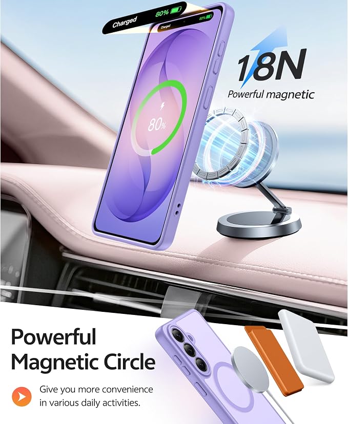 FNTCASE for Samsung Galaxy S26 Plus Case, Fit for Magsafe, Screen Protector | Full Camera Protection, Translucent Matte, 14FT Military Grade Drop Proof, Shockproof Protective Phone Cover, Light Purple - Image 3