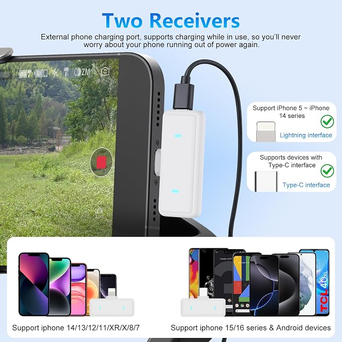 Wireless Lavalier Microphone for iPhone: for Video Recording,Podcasting & Streaming: Professional Mic with Smart Noise Reduction, 30H Battery Life - Great for Vlogging and Content Creators - Image 7