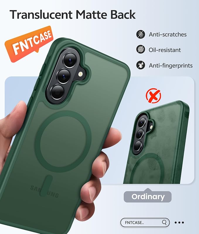 FNTCASE for Galaxy A37/A36 5G Phone Case, Fit for Magsafe, Screen Protector | Translucent Matte Magnetic Back, 14FT Military Grade Drop Protection, Shockproof Protective, for Samsung A37 Cover, Green - Image 6