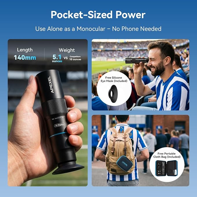 APEXEL 10X Tele-Macro Pro Dual Lens 2-in-1 for iPhone | Clip-On Telephoto & Macro Lens for Samsung/Android | 10x Zoom for Concerts, Travel, and Outdoor Exploration | Pro Photography - Image 3