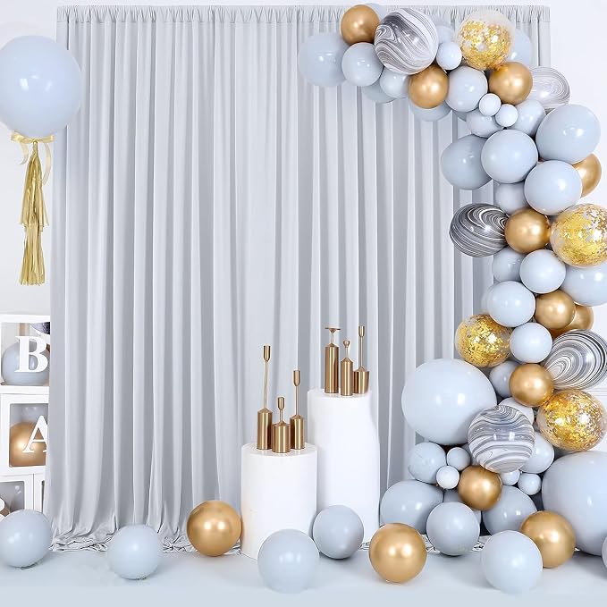 40ft x 10ft Wrinkle Free Silver Backdrop Curtains for Parties, 8 Panels 5x10ft Thick Fabric Silver Backdrop Drapes for Wedding Party Background Birthday Decoration - Image 7