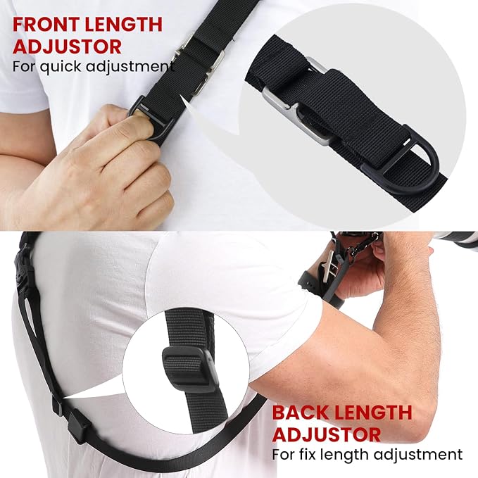 waka Rapid Camera Neck Strap with Quick Release and Safety Tether | Adjustable Camera Shoulder Sling Strap for Nikon Canon Sony Olympus DSLR Camera - Black - Image 4