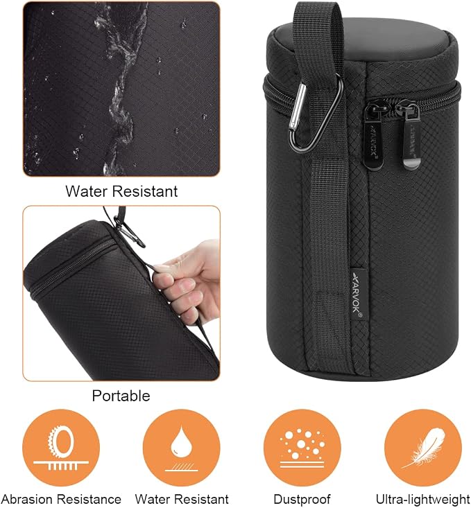 ARVOK Camera Lens Case, Water Resistant Protective Pouch for DSLR Camera, 4 Size Thick Bag for Nikon, Tamron, Sigma, Pentax, Sony, Fuji, Panasonic (4 Pack) - Image 4