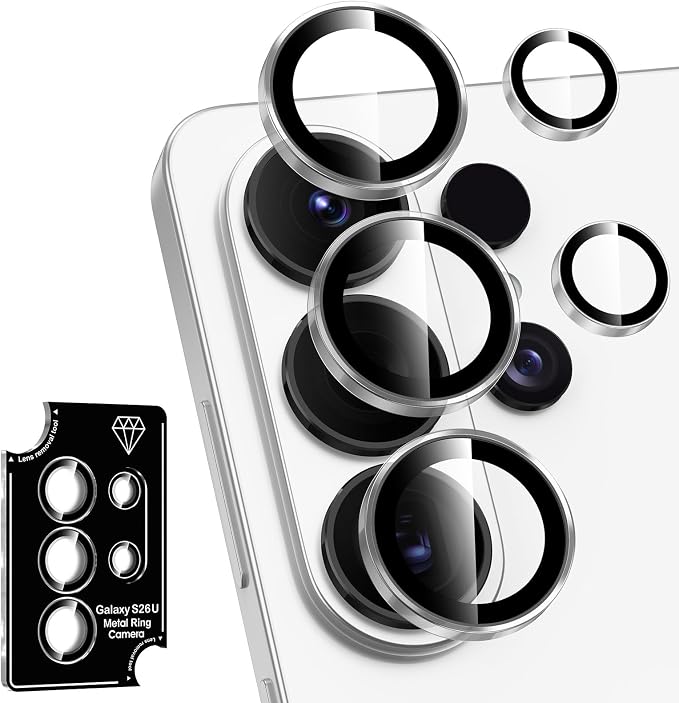 for Samsung Galaxy S26 Ultra Camera Lens Protector, Individual Metal Ring Tempered Glass Lens Cover, [Strong Adsorption] Scratch Resistant Ultra-Thin HD Clear Lens Cover, 1 Set-Clear by Btscase