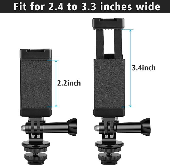 Anwenk Phone Holder Hot Shoe Mount Adapter with Cold Shoe Mount for Microphone/ Flash Light Compatible with Gopro Hero DJI Osmo Action Camera Smartphone, Attach on DSLR Camera / Ring Light/ Tripod - Image 2