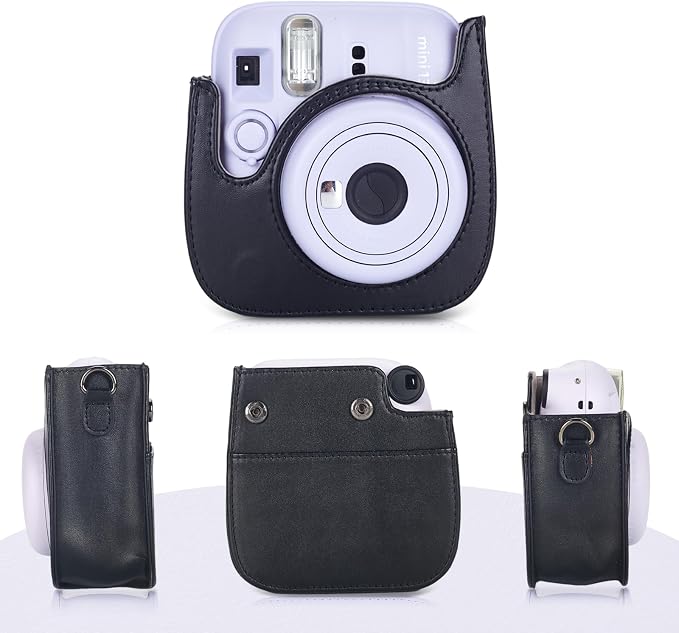 Phetium Mini 13 Camera Case for Fujifilm Instax Mini 13 12 Camera-Black | Mini Camera Protective Case,PU Leather Bag,Photo Storage Pocket,Adjustable Shoulder Strap,Magnetic Flip - Image 2