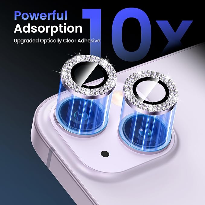 Tensea for iPhone 14/14 Plus Camera Lens Protector Bling, Camera Cover | 9H Tempered Glass Camera Screen Protector, Metal Individual Ring for iPhone14 6.1inch/ 14Plus 6.7inch, HD Clear, Easy Install - Image 6
