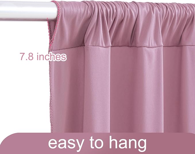 4 Panels Dusty Pink Backdrop Curtain for Parties Wedding Wrinkle Free Pink Photo Curtains Backdrop Drapes Fabric Decoration for Birthday Party Baby Shower 20ft(W) x 10ft(H) - Image 7