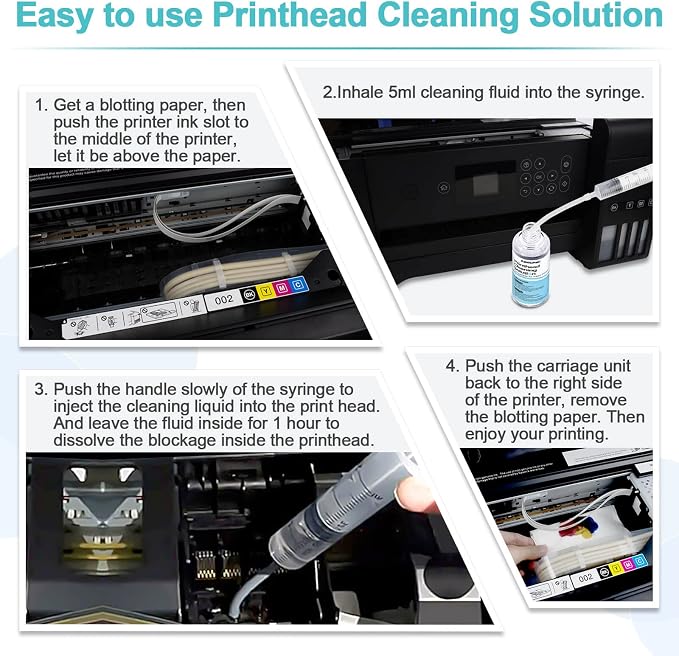 Printer Cleaning Kit for Epson, Printhead Cleaning Kit for HP Inkjet 100mL | Printer Head Cleaner for Canon, Printers Cleaner Printhead Cleaning Solution for Inkjet, Printers Print Head Cleaning Kits - Image 5