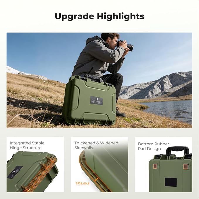 K&F CONCEPT Waterproof Hard Case, IP67 Protective Case with Pre-Scored Foam | Pick & Pluck Foam, Waterproof, Dustproof, Shockproof, HardShell Case for Camera & DJI Drone & Equipment Storage, BC01 - Image 6
