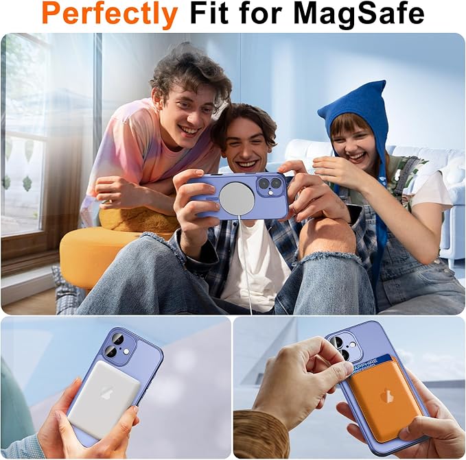 for iPhone 16 Case with Privacy Screen Protector, Light Blue | Full Camera Protection, Matte Translucent, Magnetic, Compatible with MagSafe, Shockproof Phone Cover, Slim Fit - Image 4