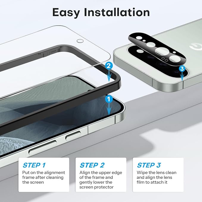 OMOTON 3+2 Pack for Google Pixel 11 Pro XL Screen Protector 6.8 Inch | 3 Tempered Glass Film and 2 Camera Lens Protector, Bubble-free, Easy Installation, Case Friendly, Not for Pixel 11 Pro/ 11 - Image 5