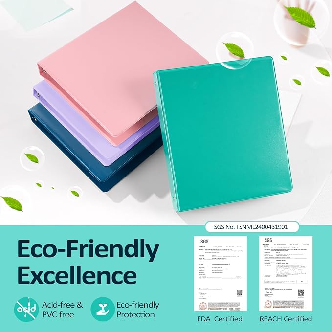 BinderX 3 Ring Binder 1 Inch, 1" Clear View Binder, Navy Blue, Letter/ A4 | Extra Durable, PVC-Free, Customizable, Interior Pockets, 175-Sheet Capacity, Eco-Friendly, Reinforced Hinge, School, Office - Image 2