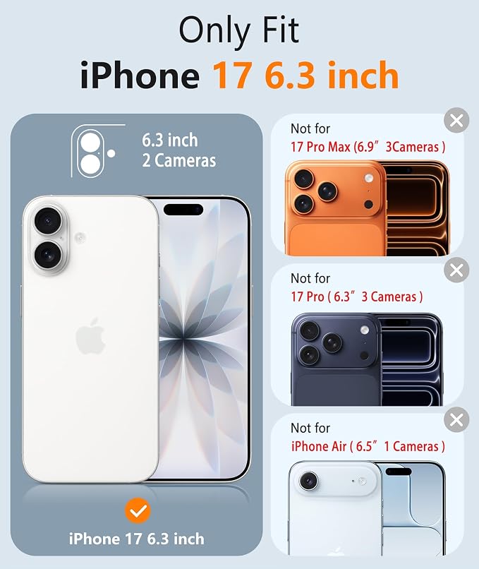 FNTCASE for iPhone 17 Case, Compatible with Magsafe, Glass Screen Protector | Full Camera Protection, Integrated Silicone Cases, 14FT Military Grade Drop Proof, Shockproof Protective Phone Cover - Image 2