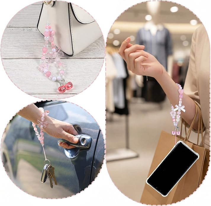 Ouligay Cherry Phone Charm Strap Cute Phones Lanyard Wrist Beaded Camera Strap Wrist Chain String for Bag Case Bags Pendants Decor Chains Small Gifts for Best Friend Sister - Image 5