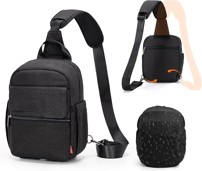Cwatcun Large Camera Sling Bag, Crossbody Chest Bag with Tripod Holder | Fits 1body+2lenses +9.7"iPad +6.7"phone.Travel Photography Bag for Canon, Nikon, Sony, Fuji DSLR/SLR/Mirrorless Cameras, Lens by FocusonCameraBag