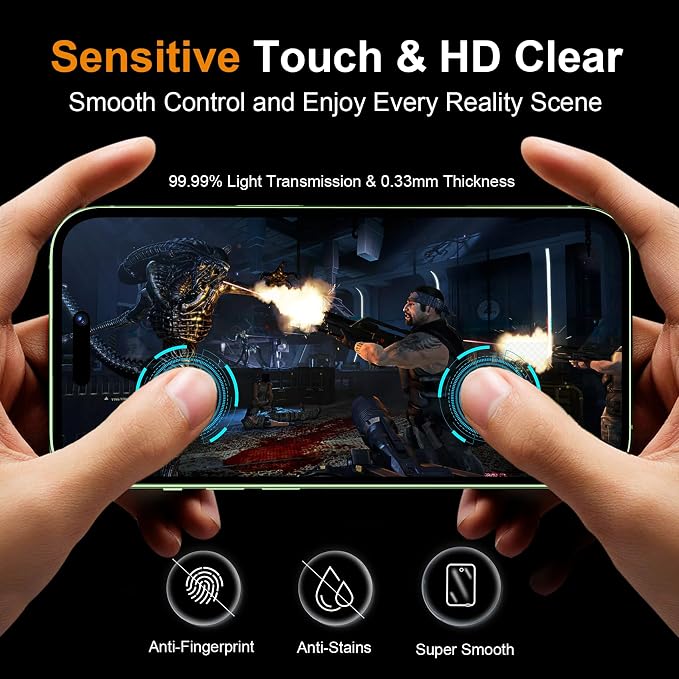 QHOHQ 3 Pack Privacy Screen Protector for iPhone 15 Plus [6.7 Inch] with 3 Pack Camera Lens Protector, Anti Spy Tempered Glass Film, 9H Hardness, HD, Bubble Free, Case Friendly - Black - Image 3