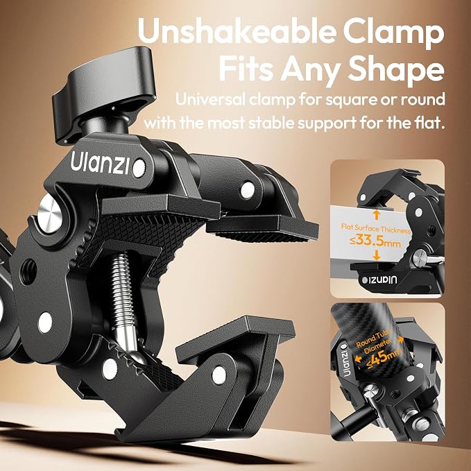 ULANZI CO78 22" Magic Arm w Super Clamp Desk C Clamp, 1kg Load Articulating | Arm, Overhead Phone Mount Holder for Compact Camera, Action Camera, Small Video Light, Cell Phone,Monitors - Image 4
