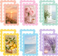 12 Pack 4x6'' Pastel Scalloped Magnetic Picture Frames | Wavy Edge Magnet Photo Borders for Refrigerator Locker Classroom Office Decor - Open Face Aesthetic Home Accessories by Mindoub