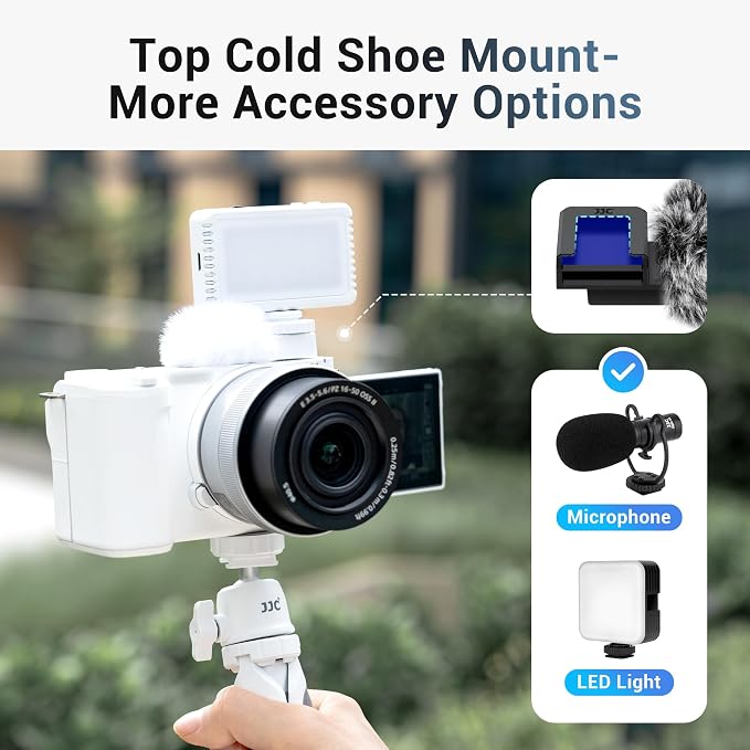JJC Cold Shoe Wind Muff for Sony ZV-E10 II ZVE10 ZV-1F ZV-1 II ZV-E1, White | Furry Windshield Wind Shield, Microphone Puff, Shoe Adapter Mount Holder for LED Light Mic Attachment, Vlogging Accessories - Image 4
