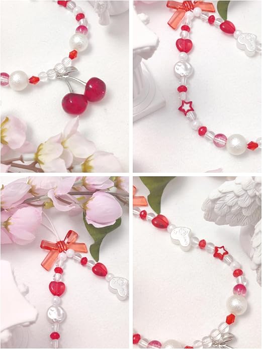 cioatu Phone Charms Cute Cherry Butterfly Cell Phone Lanyard Strap Wrist Strap for Bag Airpods Camera Pendants Decor - Image 7