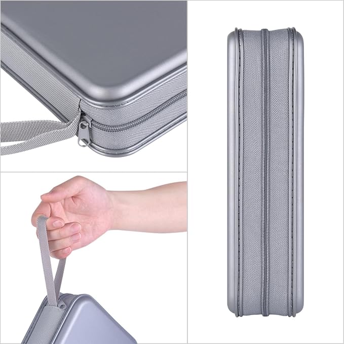 alavisxf xx CD Case, 96 Capacity Hard Plastic Organizer Wallet for Car | CD DVD Holder, Portable Hand Strap, Zipper Closure, Anti-Slip Scratch-Resistant Sleeves, Disc Storage, for Home Office Travel - Image 2