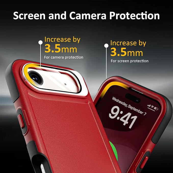 Follaroma Magnetic for iPhone 17 Air Case with Camera Cover Stand, Red,6.5" | Built-in Glass Camera Cover Stand,Compatible with MagSafe,Heavy Duty Shockproof Protective,Military-Grade Anti-DropDual Case - Image 7